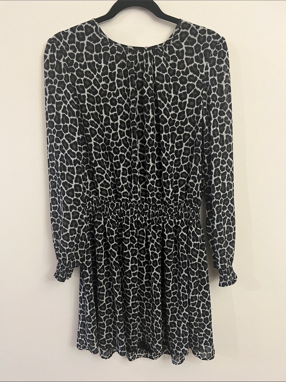 MICHAEL Michael Kors Black and White Leopard Print Long Sleeve Dress - Picture 2 of 8